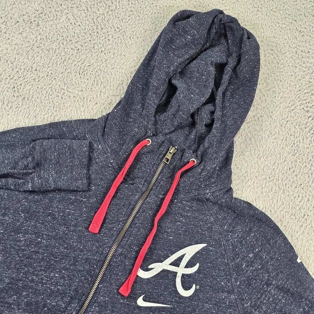 Atlanta‎ Braves Hoodie Womens Small Blue Heather MLB Baseball Nike Full Zip